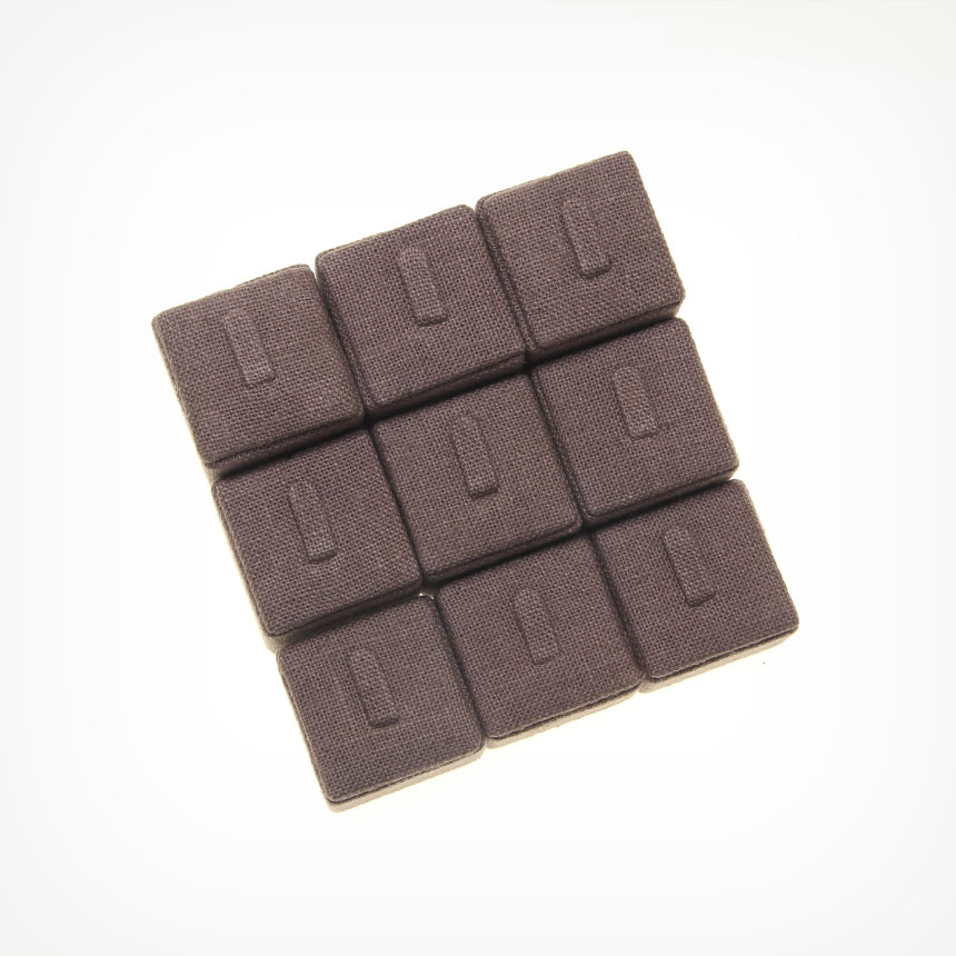 린넨 1/9 사각 반지 진열대 브라운 12x12x5