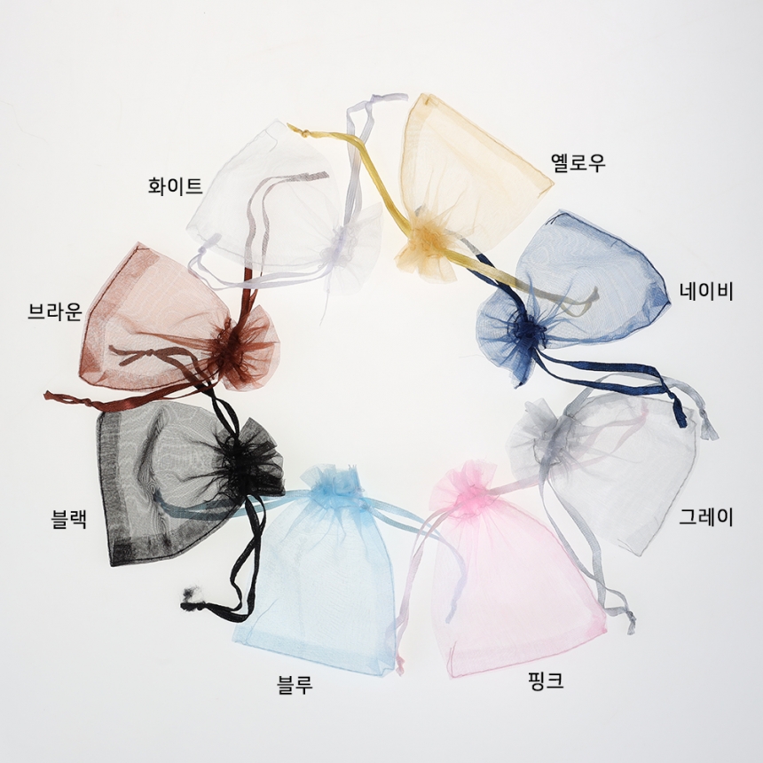 오간디 망사 주머니 그레이 10x15 50장