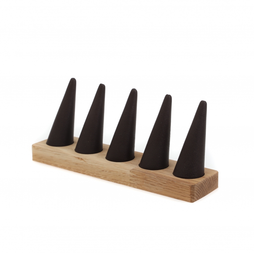 원목 꼬깔 5종 반지 진열대 브라운 21x4.8x8.8