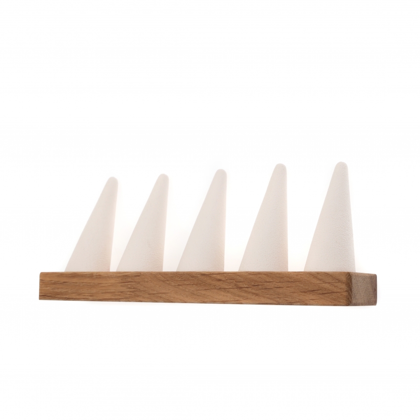 원목 꼬깔 5종 반지 진열대 아이보리 21x4.8x8.8