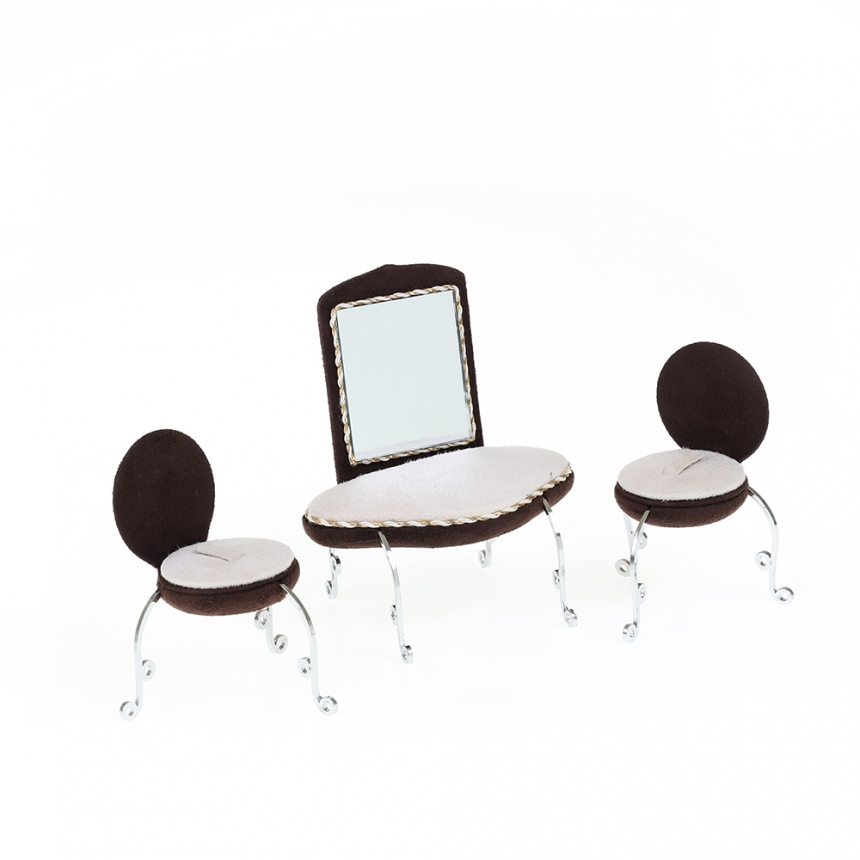 스웨이드 화장대 세트 진열대 베이지/브라운 12x9.5x14