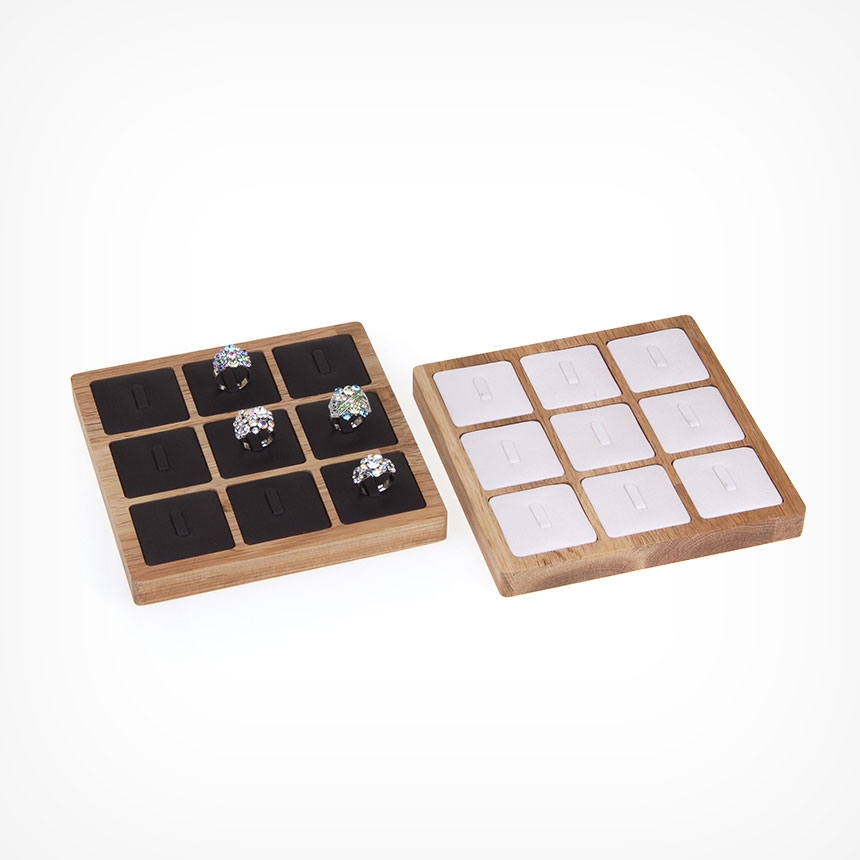 원목 1/9 사각 반지 진열대 브라운 15x15x1.7