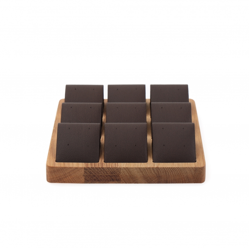 원목 1/9 정사각 귀걸이 진열대 브라운 14.8x14.8x4