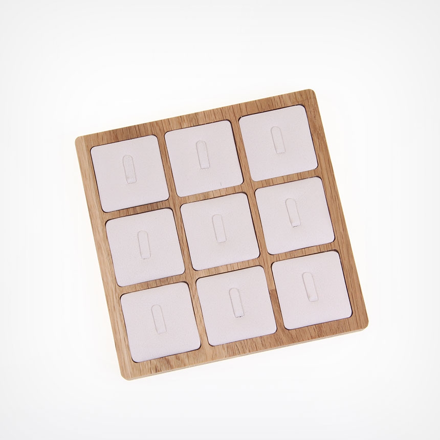 원목 1/9 사각 반지 진열대 브라운 15x15x1.7