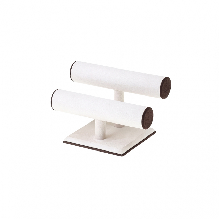 스웨이드 T자 2단 팔찌 진열대 베이지/브라운 24x15.5x15.5