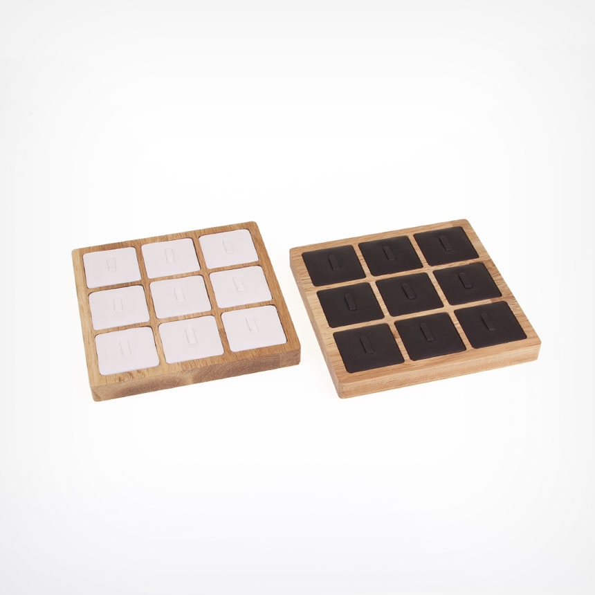 원목 1/9 사각 반지 진열대 브라운 15x15x1.7
