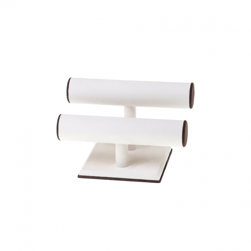 스웨이드 T자 2단 팔찌 진열대 베이지/브라운 24x15.5x15.5