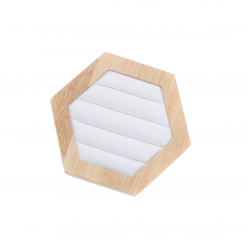 내추럴 원목 캔버스 육각형 반지 진열대 소 14.2x12.3x2.1