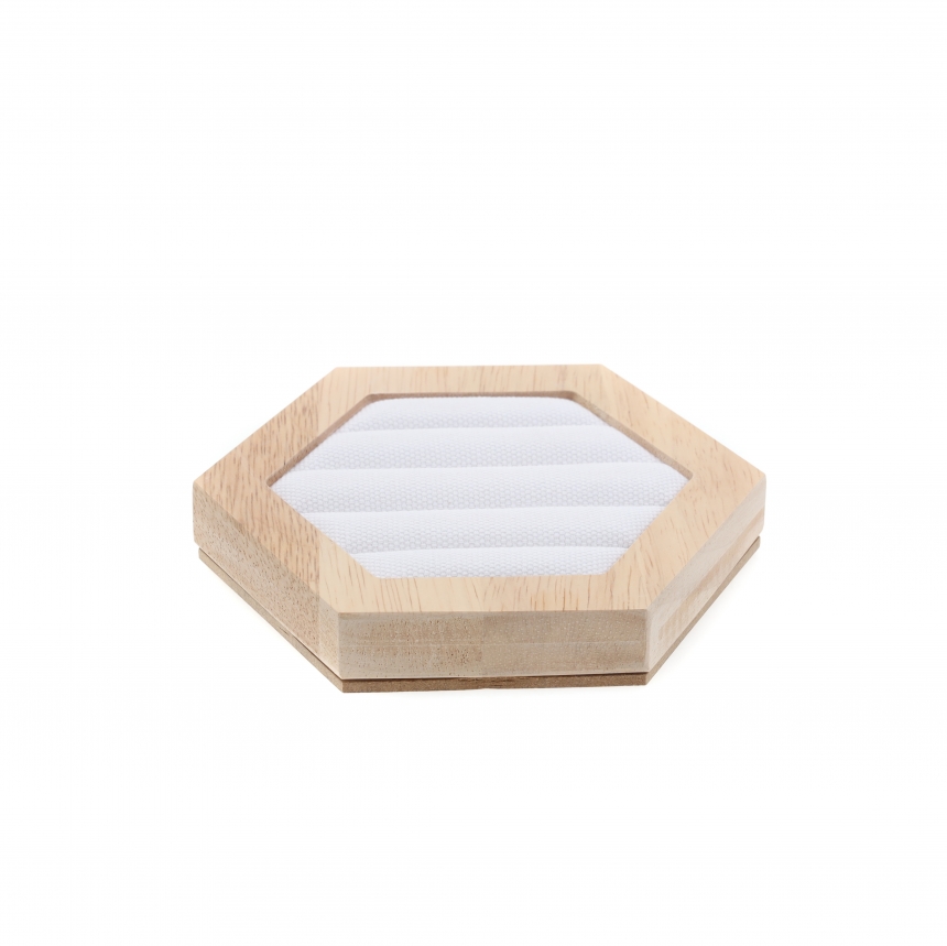 내추럴 원목 캔버스 육각형 반지 진열대 소 14.2x12.3x2.1