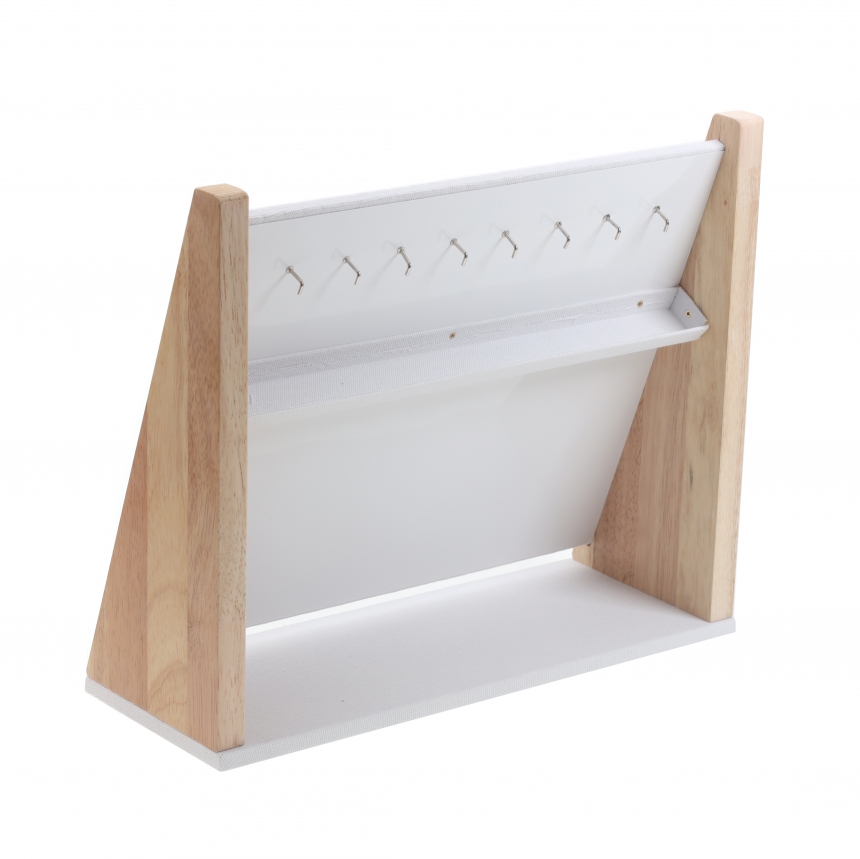 내추럴 원목 캔버스 8핀 경사 목걸이 진열대 대 36x13x30.5