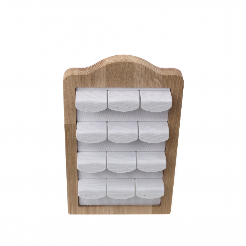 내추럴 원목 캔버스 1/12 귀걸이 진열대 15x18x22
