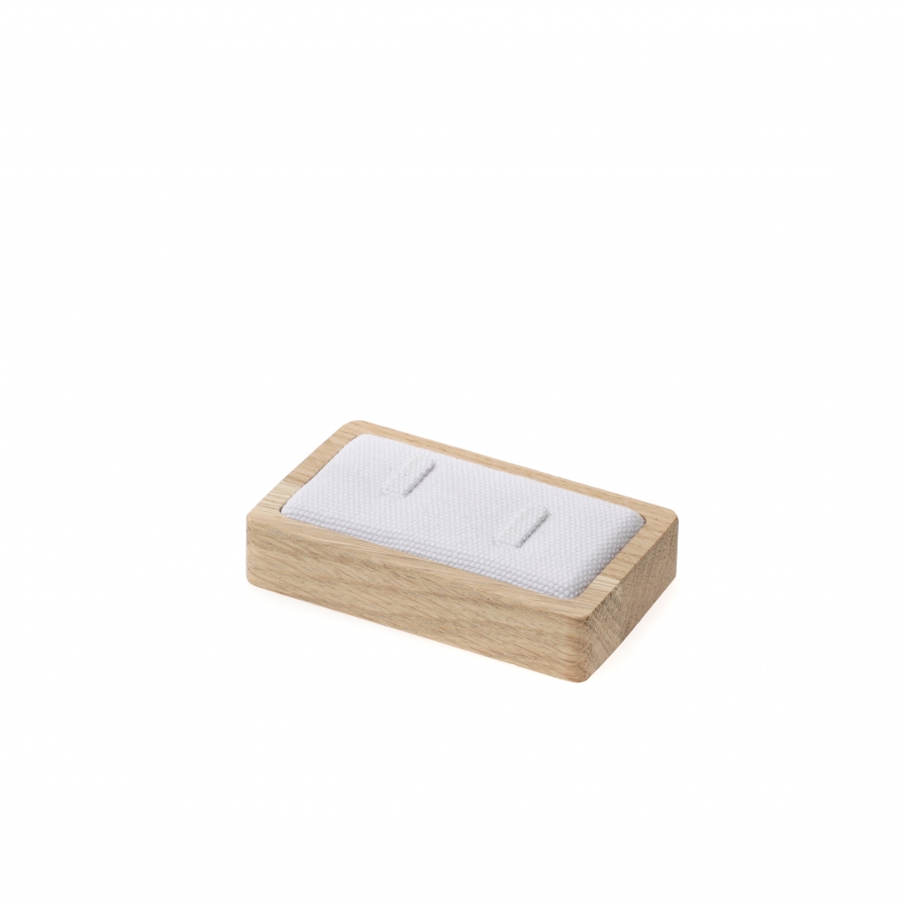 내추럴 원목 캔버스 사각 2구 반지 진열대 9x5.3x1.7