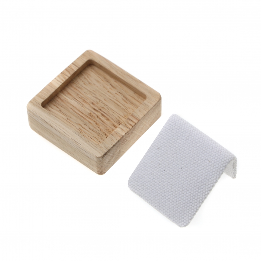 내추럴 원목 캔버스 사각 1조 귀걸이 진열대 5.3x5.3x4
