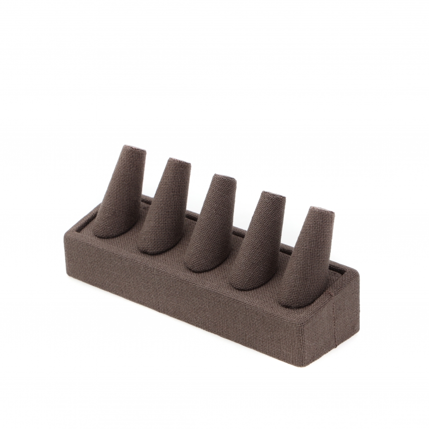 린넨 꼬깔 5종 반지 진열대 브라운 17x5x7