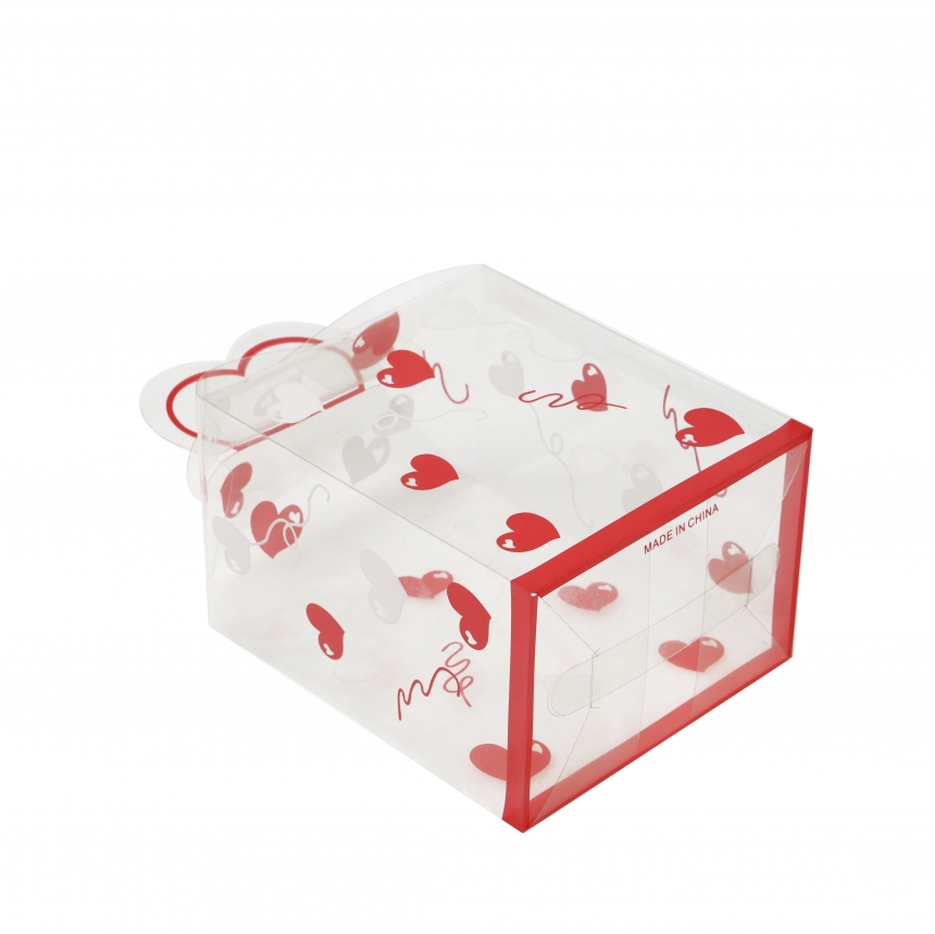 PVC 레드하트 선물 상자 투명 12x8.5x20 10장