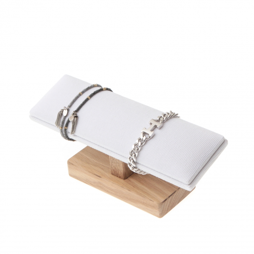 내추럴 원목 캔버스 T자 쿠션 경사 팔찌 진열대 20.5x8x7