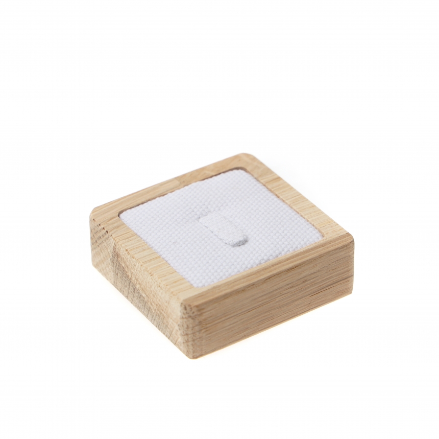 내추럴 원목 캔버스 사각 1구 반지 진열대 5.3x5.3x1.7