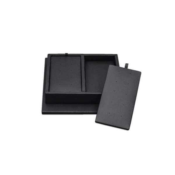 인조가죽 2칸 분리형 침귀걸이, 피어싱 진열대 블랙 13.5x16x3