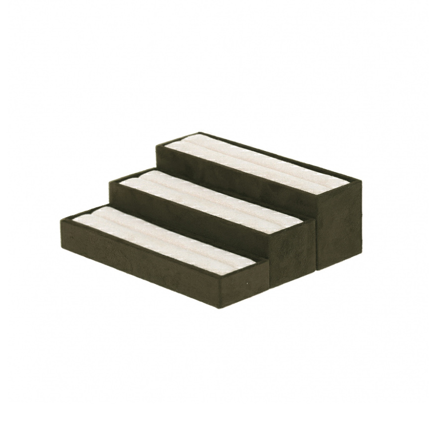 스웨이드 3단 반지 진열대 베이지/브라운 20x16.5x6.7