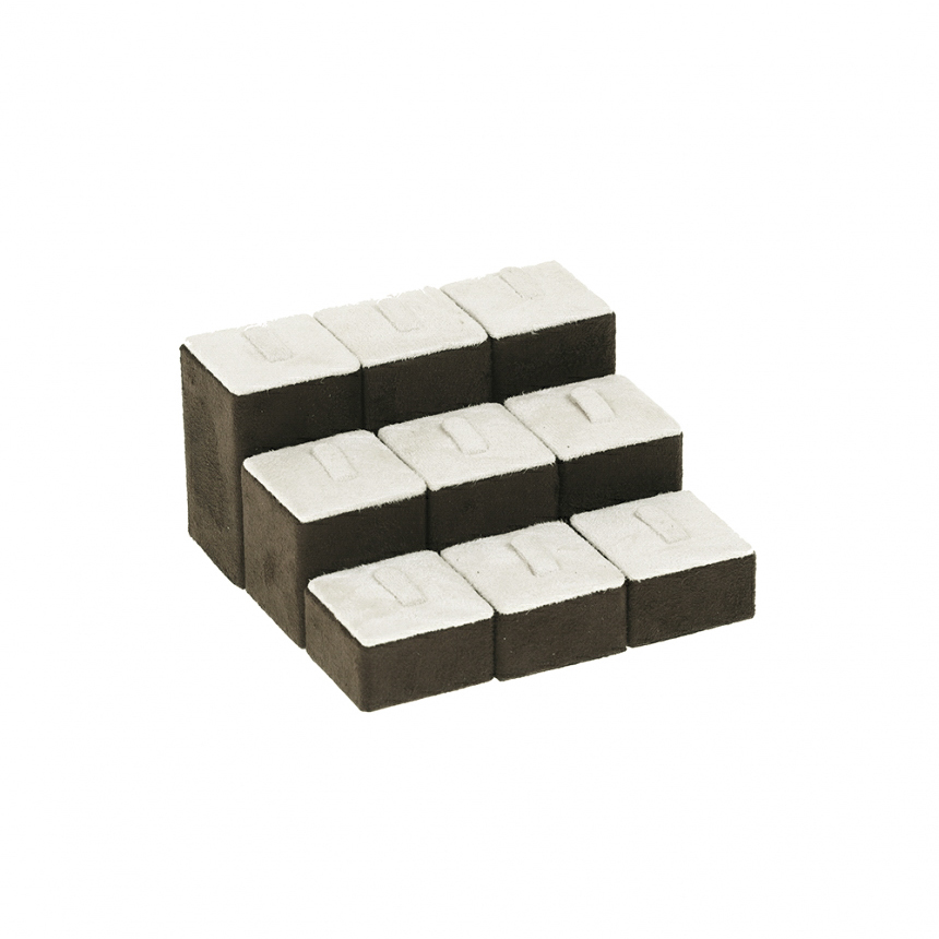 스웨이드 1/9 사각 반지 진열대 베이지/브라운 12x12x6.5