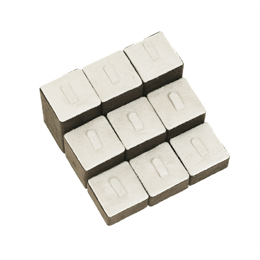 스웨이드 1/9 사각 반지 진열대 베이지/브라운 12x12x6.5