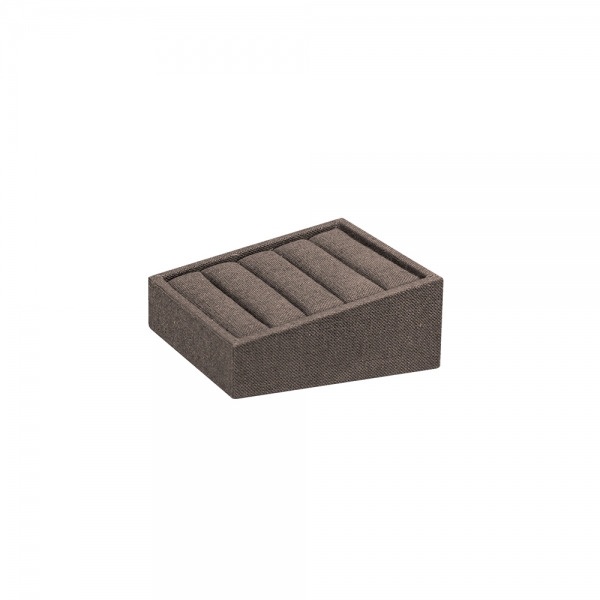 린넨 사각 경사 4줄 반지 진열대 브라운 12x12x5