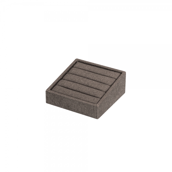 린넨 사각 경사 4줄 반지 진열대 브라운 12x12x5