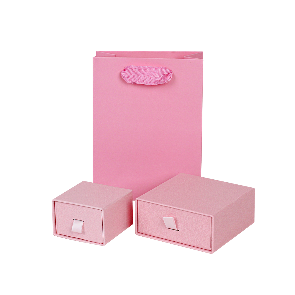 고급 슬라이드 서랍형 주얼리 케이스 상자 핑크 대 9x9x4cm 20개