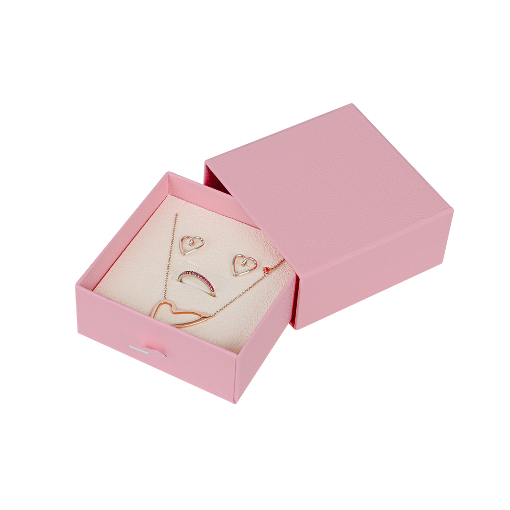 고급 슬라이드 서랍형 주얼리 케이스 상자 핑크 대 9x9x4cm 20개