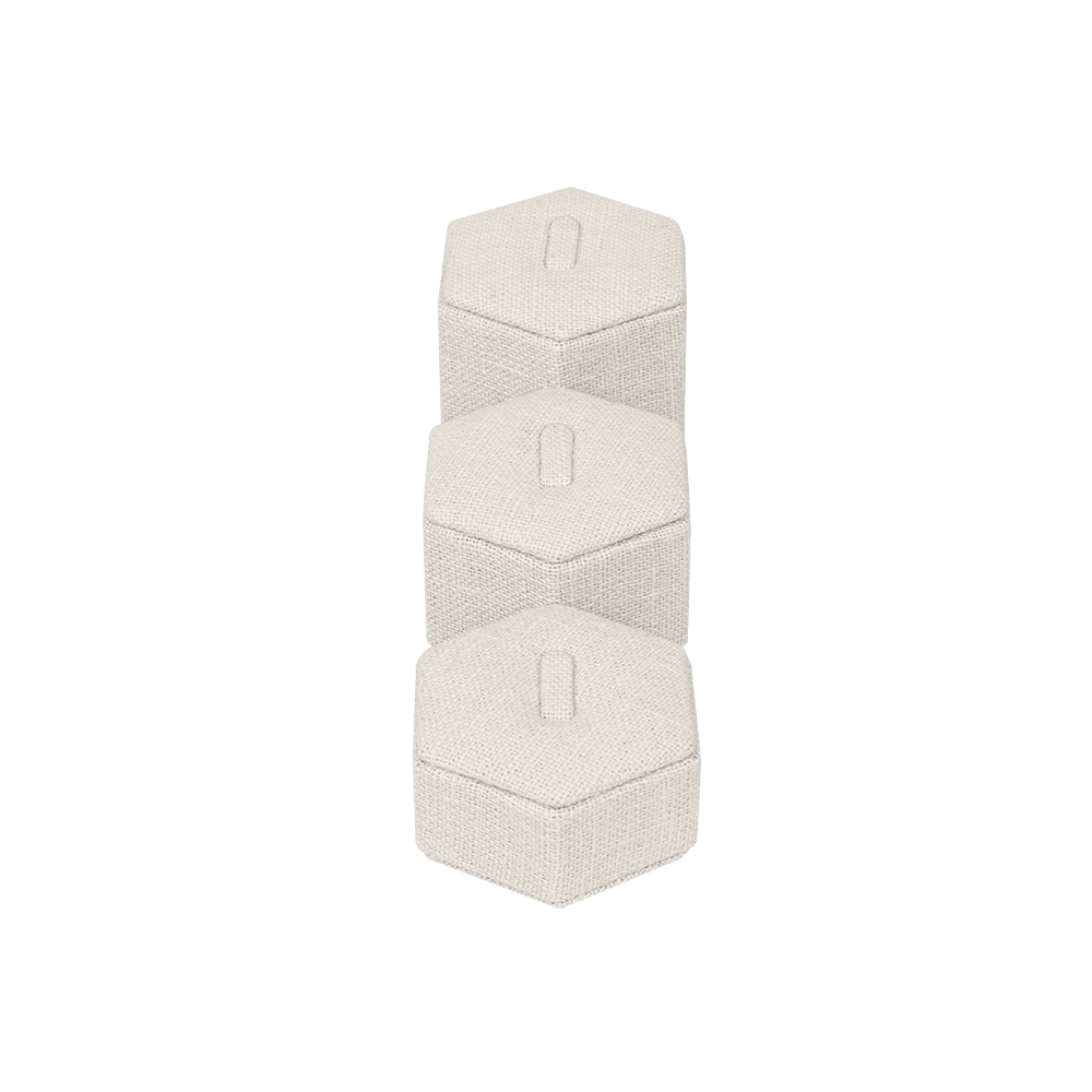 린넨 육각 3종 반지 진열대 베이지 15.5x6x4.5