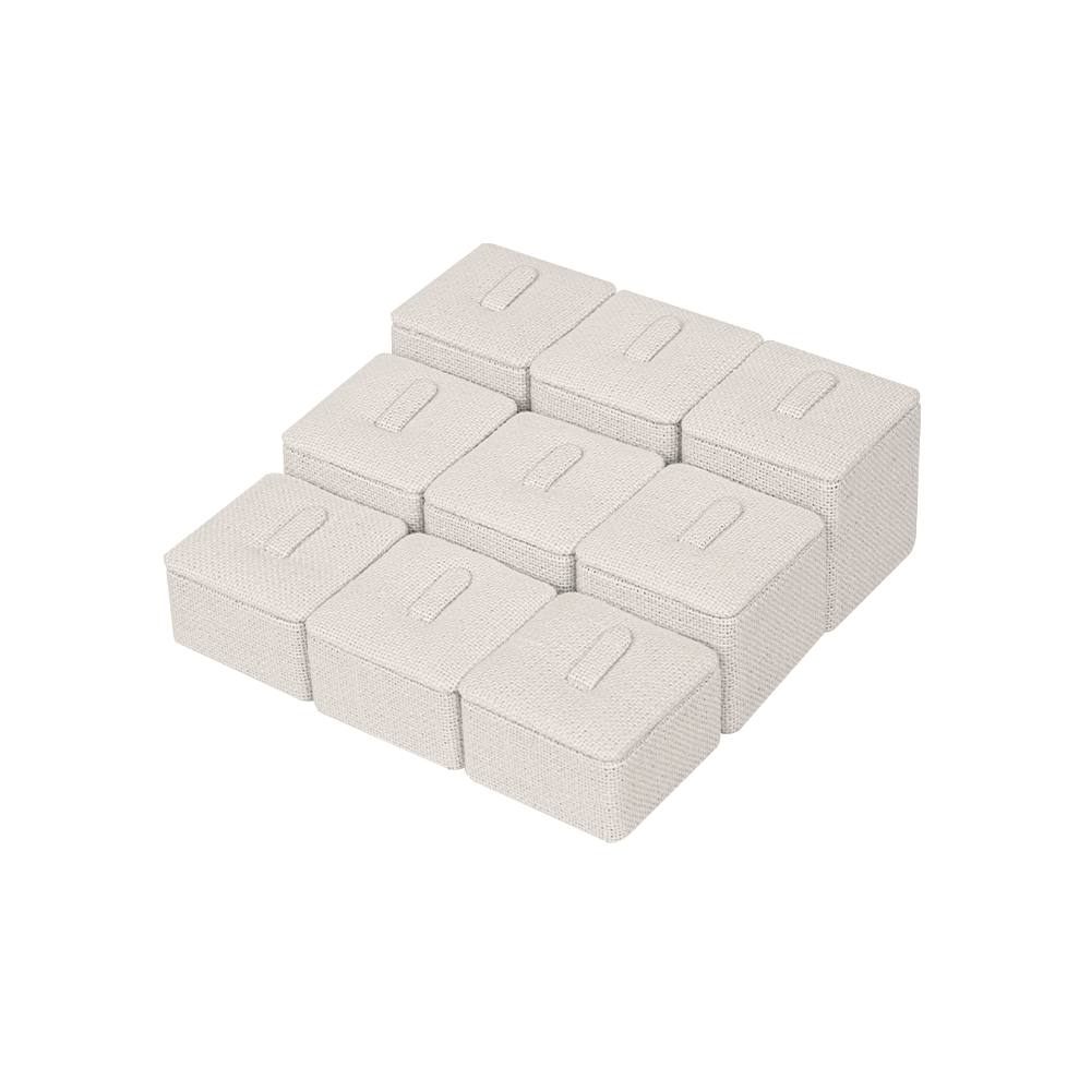 린넨 1/9 사각 반지 진열대 베이지 12x12x5