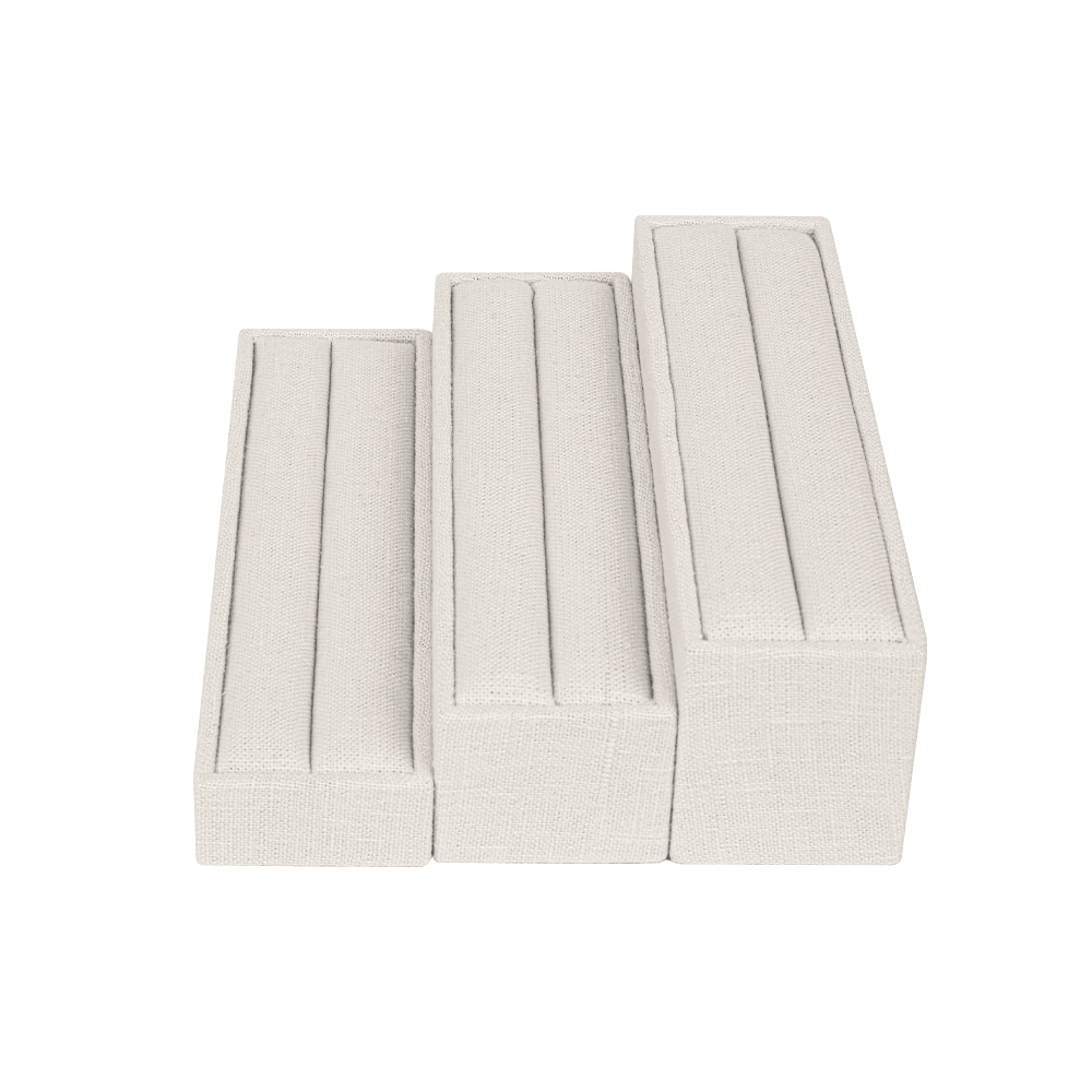린넨 3단 반지 진열대 베이지 20x16.5x6.5