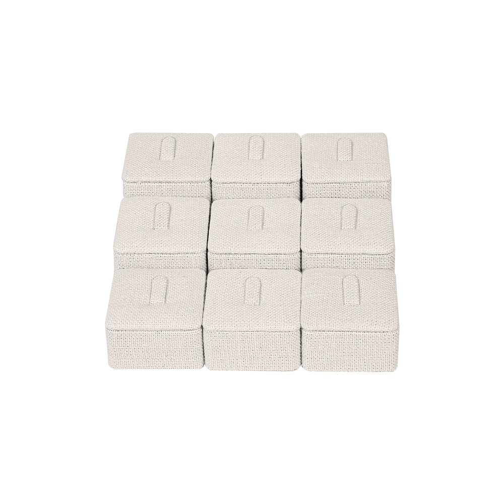 린넨 1/9 사각 반지 진열대 베이지 12x12x5