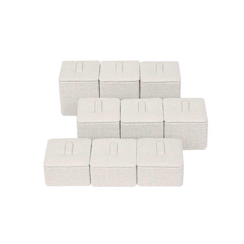 린넨 1/9 사각 반지 진열대 베이지 12x12x5
