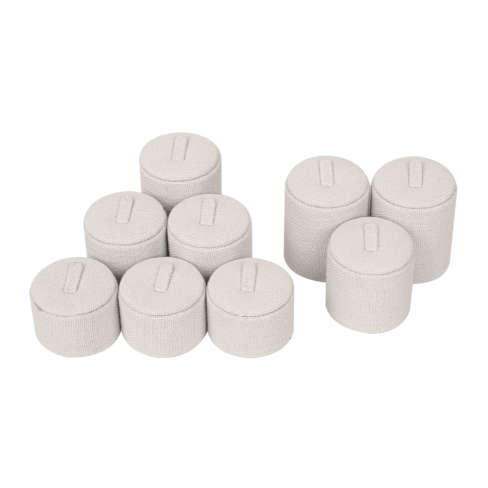 린넨 1/9 원형 반지 진열대 베이지 12x12x5