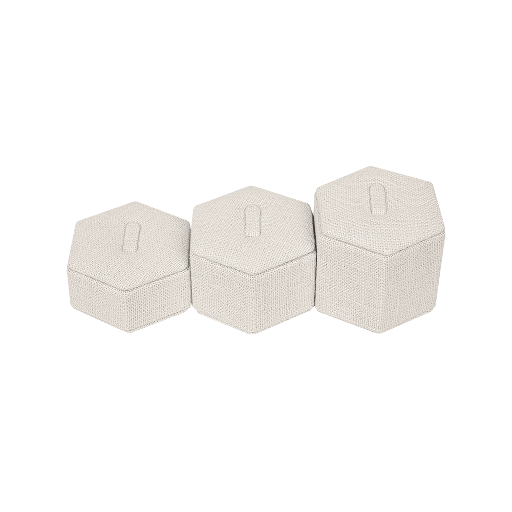 린넨 육각 3종 반지 진열대 베이지 15.5x6x4.5