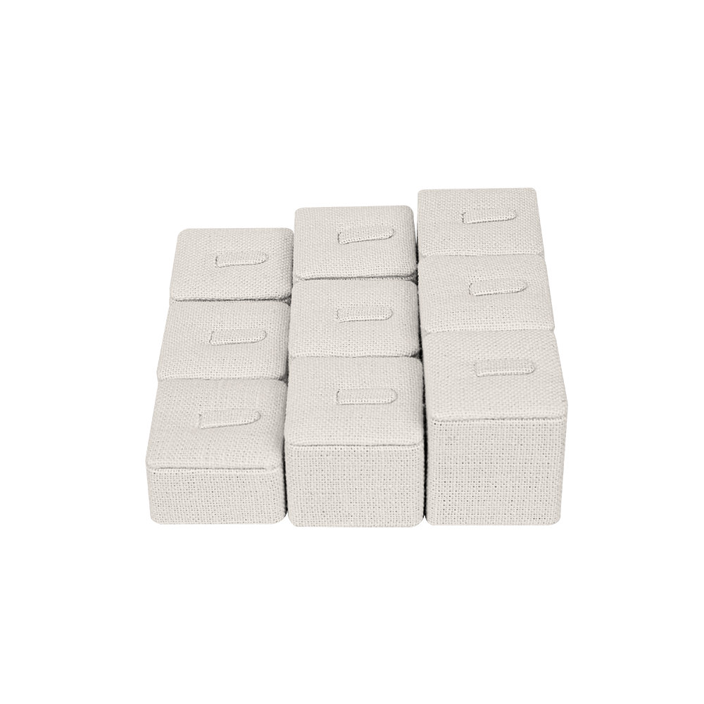 린넨 1/9 사각 반지 진열대 베이지 12x12x5