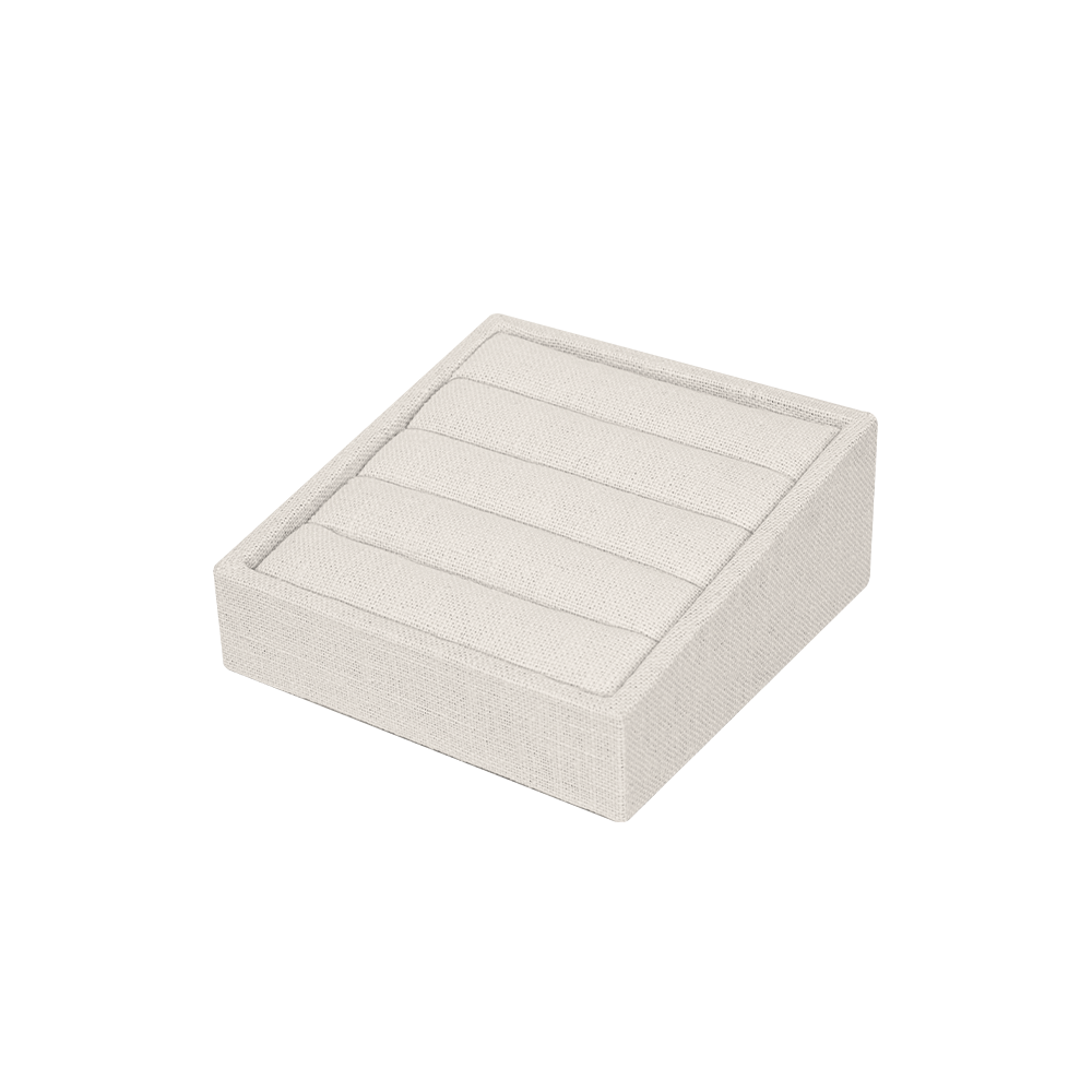 린넨 사각 경사 4줄 반지 진열대 베이지 12x12x5