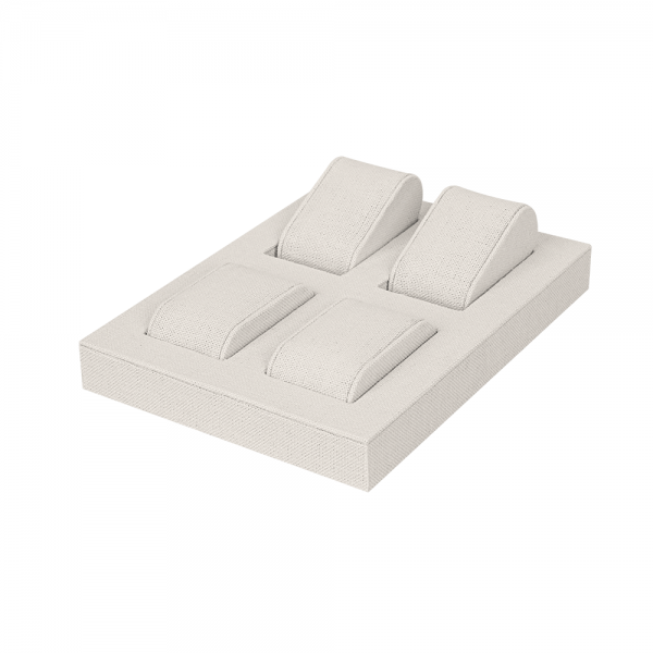 린넨 4칸 홀더 팔찌 시계 진열대 베이지 15X20X4