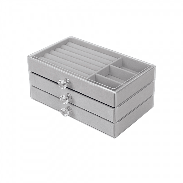3단 서랍형 주얼리 진열대 정리함 그레이 23.5x13.5x10.5