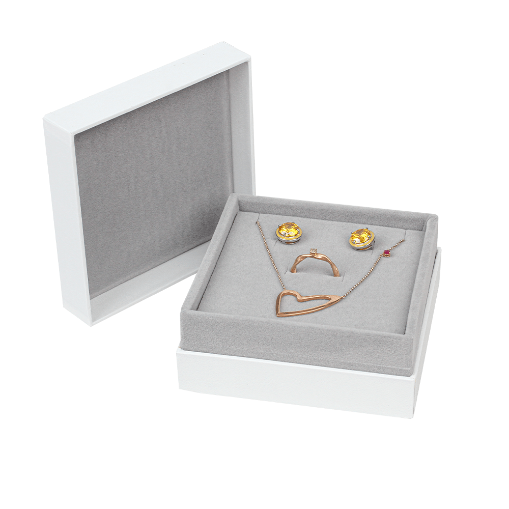 투톤 주얼리 케이스 화이트/그레이 대 10x10x4.5cm 5개