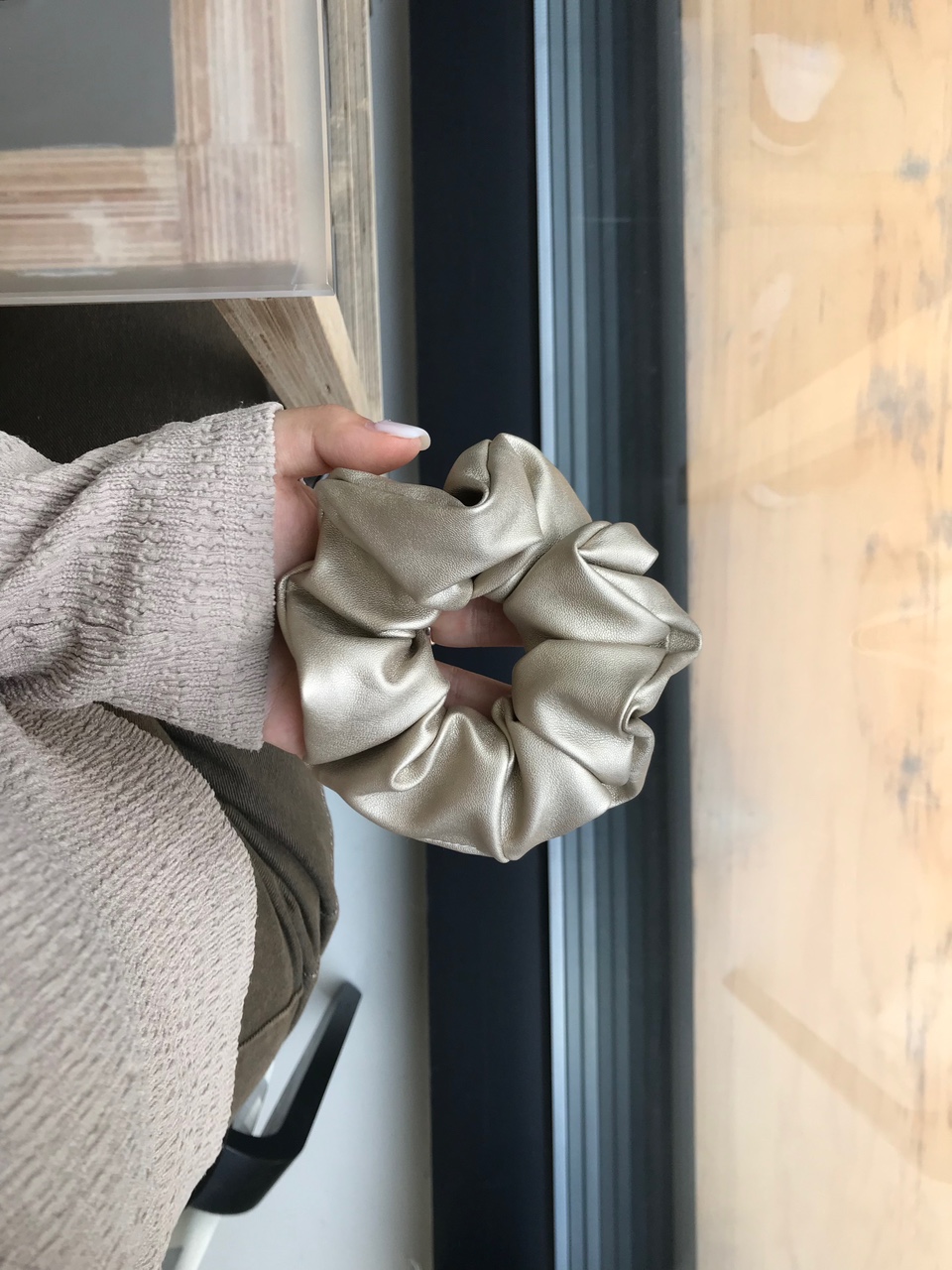 Leather scrunchie