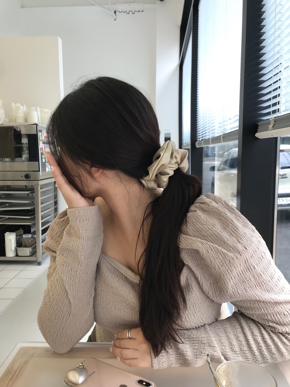 Leather scrunchie