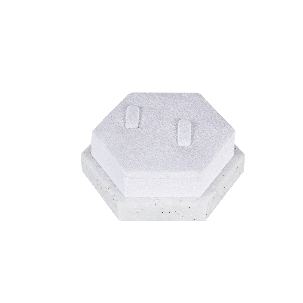 대리석 육각 커플 반지 진열대 화이트 9x7.5x3.5