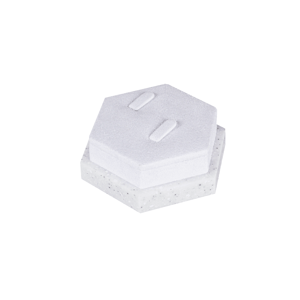 대리석 육각 커플 반지 진열대 화이트 9x7.5x3.5