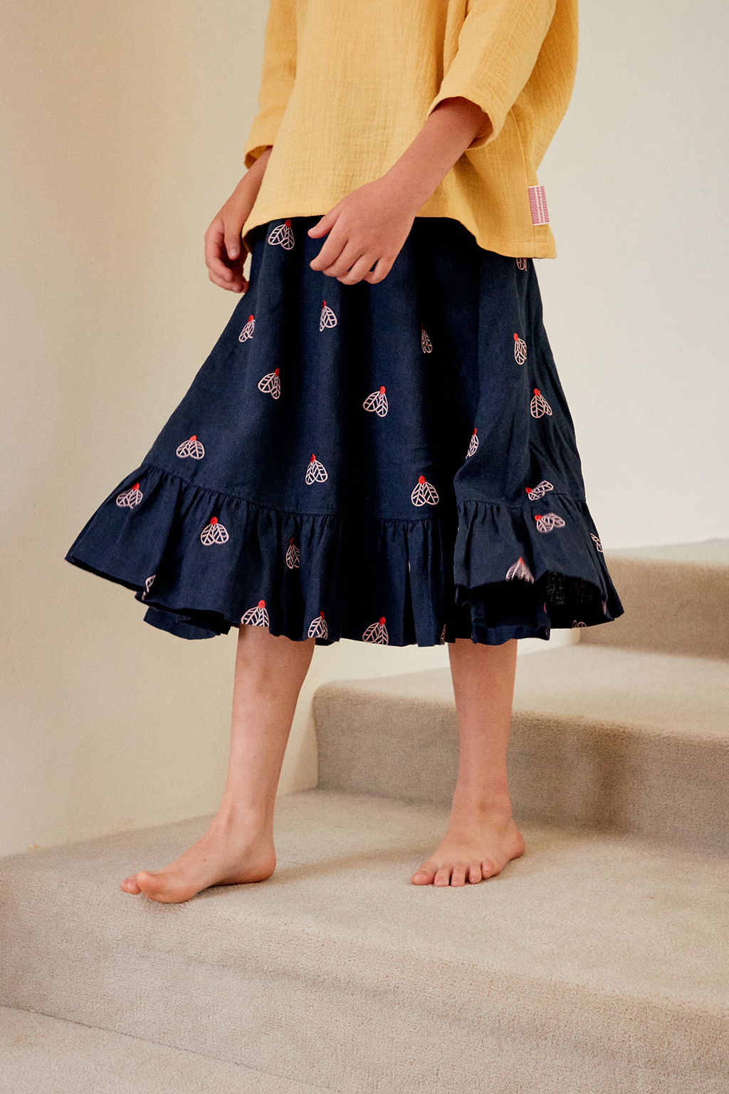 BUTTERFLY EMB LINEN SKIRT
