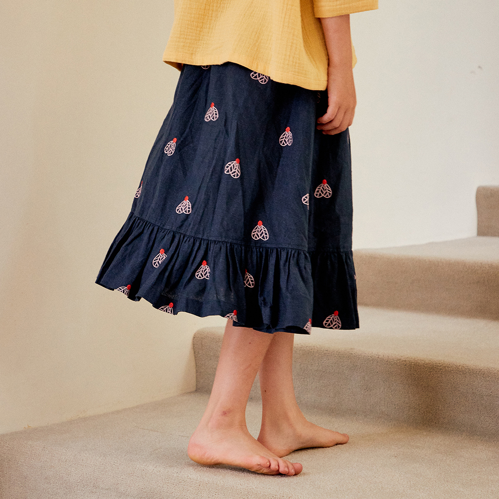 BUTTERFLY EMB LINEN SKIRT