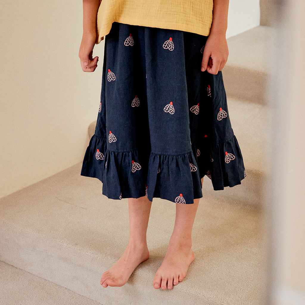 BUTTERFLY EMB LINEN SKIRT