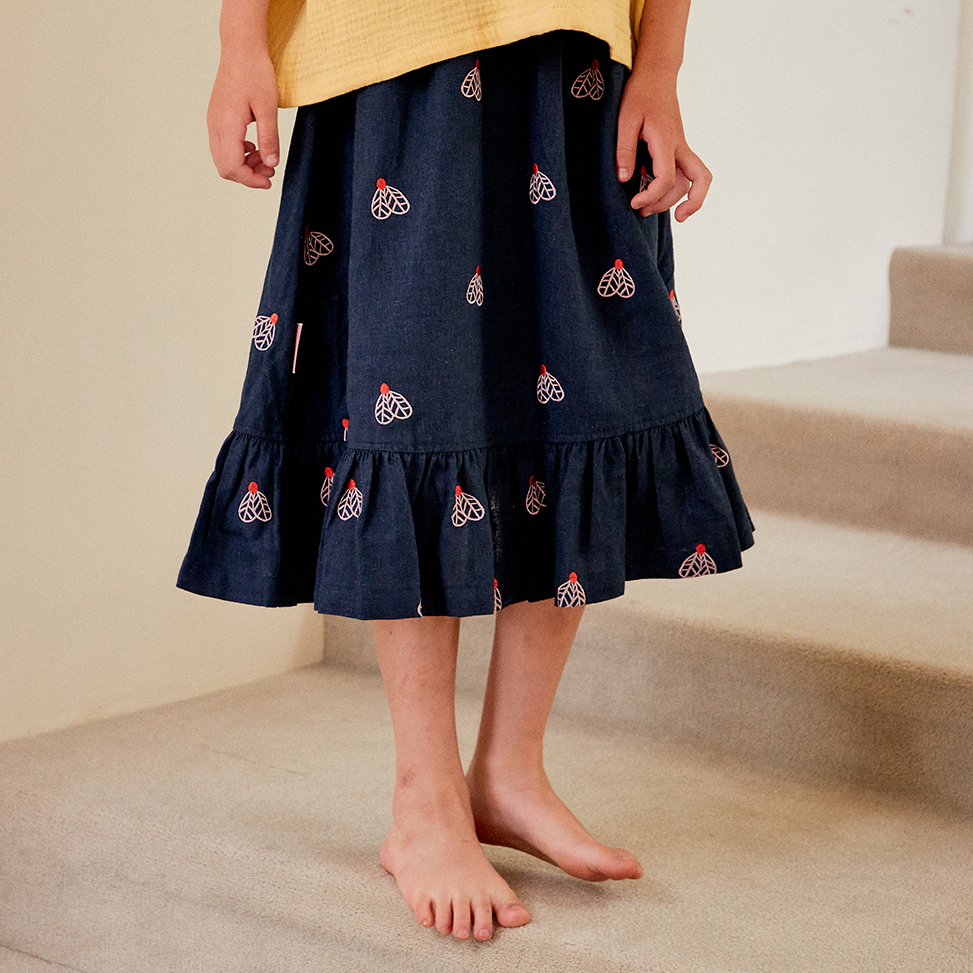 BUTTERFLY EMB LINEN SKIRT
