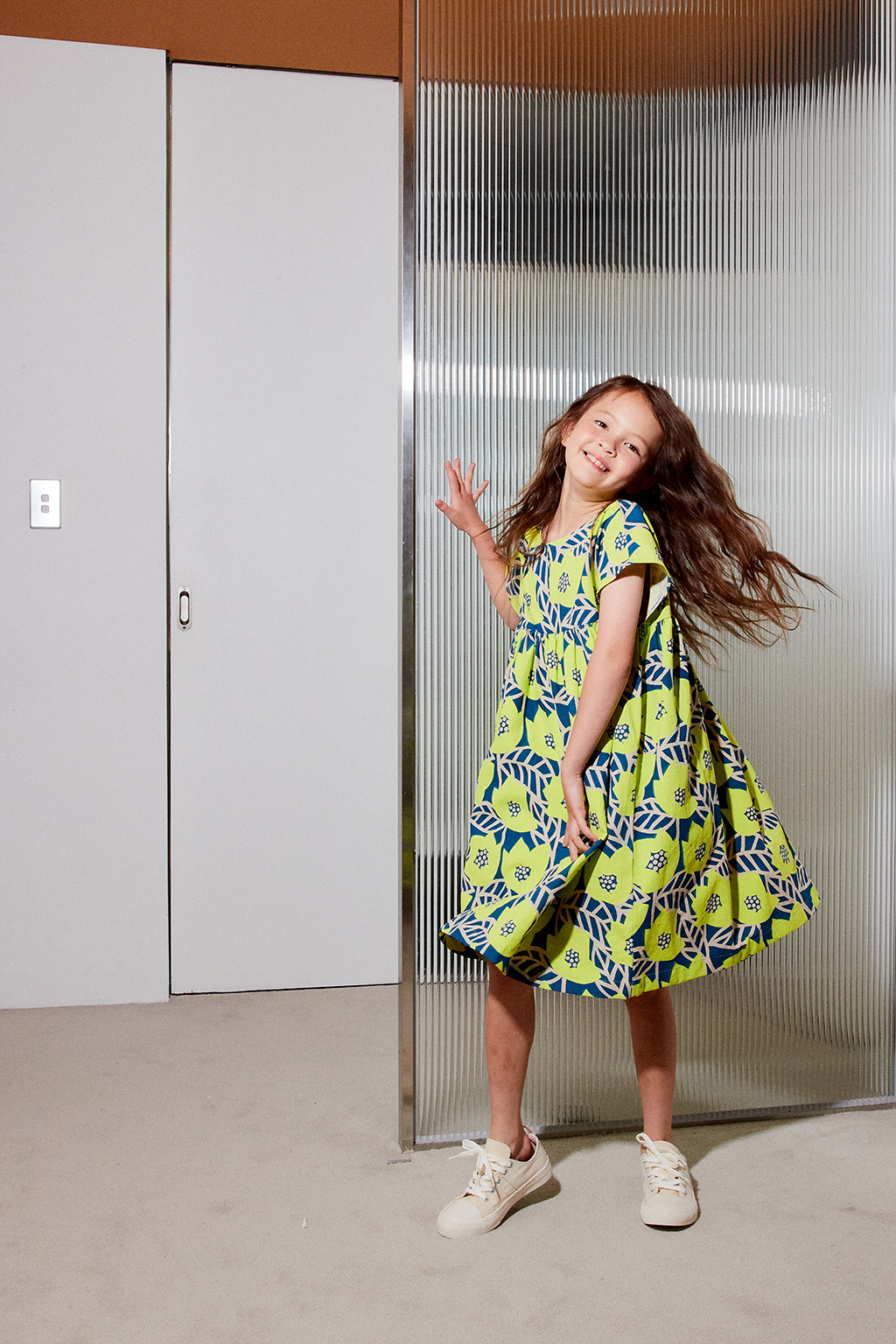 FLOWER LINEN WIDE DRESS